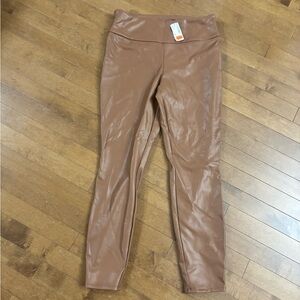 Brown Faux Leather Leggings
